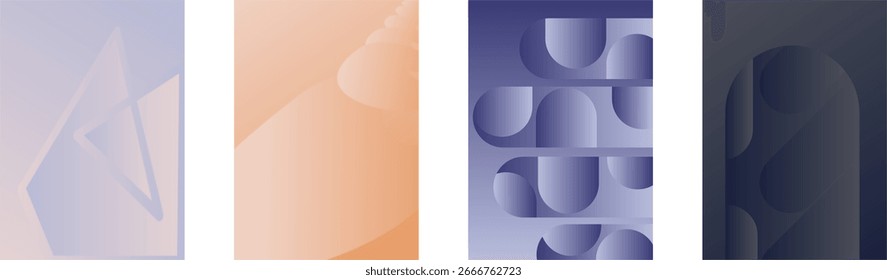 Set von abstrakten Hintergründen in blauen und violetten Farben. Vektorgrafik.