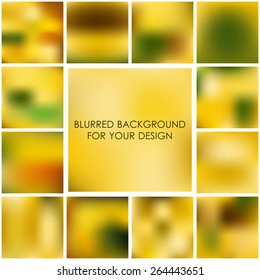 Set of abstract backgrounds blurred yellow