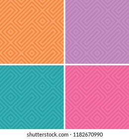 Set of abstract backgrounds in bright retro colours with seamless textured patterns. Seamless abstract geometric pattern. Template greeting card, invitation and advertising banner, brochure