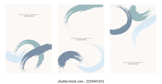 Set of abstract backgrounds with brush stroke in pastel earth tone colors. Minimal modern design template with space for text. Vector illustration.