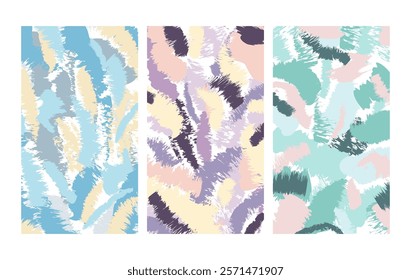 set of abstract backgrounds with brush strokes