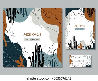 Set of abstract backgrounds. Card, banner, poster, sticker, flyer, brochure, business card, advertising material. Vector illustration.
