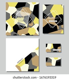 Conjunto de fondos abstractos. Tarjeta, banner, afiche, pegatina, volante, folleto, tarjeta de visita, material publicitario. Ilustración vectorial.
