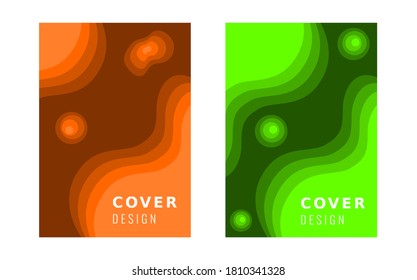 Conjunto de fondos abstractos para tarjetas, portadas, presentaciones, carteles, afiches, informes anuales, folleto, catálogo, web, etc. Formas modernas de fondo con ondas abstractas. Estilo simple de corte de papel.