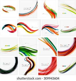 Set of abstract backgrounds. Circles, swirls and waves with copyspace for your message. Banner advertising layouts - templates, identity and wallpapers
