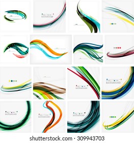 Set of abstract backgrounds. Circles, swirls and waves with copyspace for your message. Banner advertising layouts - templates, identity and wallpapers