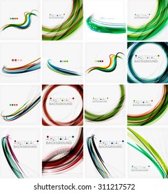 Set of abstract backgrounds. Circles, swirls and waves with copyspace for your message. Banner advertising layouts - templates, identity and wallpapers
