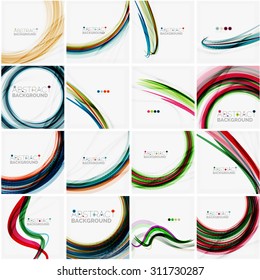 Set of abstract backgrounds. Circles, swirls and waves with copyspace for your message. Banner advertising layouts - templates, identity and wallpapers