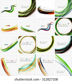 Set of abstract backgrounds. Circles, swirls and waves with copyspace for your message. Banner advertising layouts - templates, identity and wallpapers