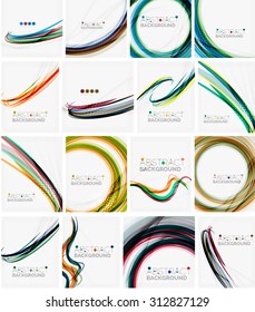 Set of abstract backgrounds. Circles, swirls and waves with copyspace for your message. Banner advertising layouts - templates, identity and wallpapers