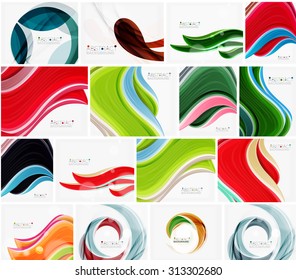 Set of abstract backgrounds. Circles, swirls and waves with copyspace for your message. Banner advertising layouts - templates, identity and wallpapers