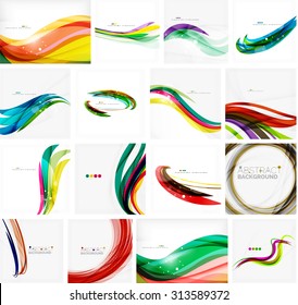 Set of abstract backgrounds. Circles, swirls and waves with copyspace for your message. Banner advertising layouts - templates, identity and wallpapers