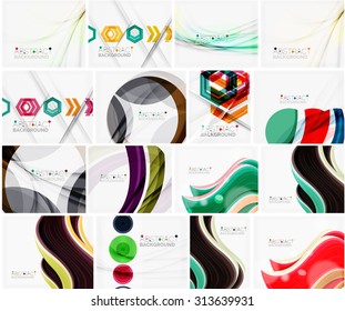 Set of abstract backgrounds. Circles, swirls and waves with copyspace for your message. Banner advertising layouts - templates, identity and wallpapers