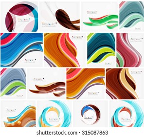 Conjunto de fondos abstractos. Círculos, remolinos y olas con espacio de copia para tu mensaje. Diseños publicitarios - plantillas, identidad y fondos de pantalla
