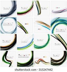 Set of abstract backgrounds. Circles, swirls and waves with copyspace for your message. Banner advertising layouts - templates, identity and wallpapers