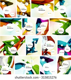 Set of abstract backgrounds. Circles, swirls and waves with copyspace for your message. Banner advertising layouts - templates, identity and wallpapers