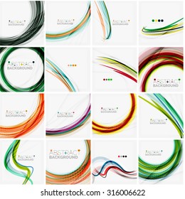 Set of abstract backgrounds. Circles, swirls and waves with copyspace for your message. Banner advertising layouts - templates, identity and wallpapers