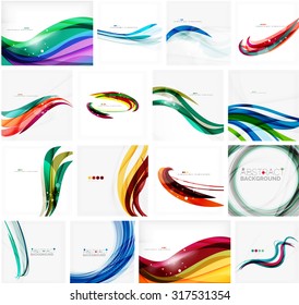 Set of abstract backgrounds. Circles, swirls and waves with copyspace for your message. Banner advertising layouts - templates, identity and wallpapers