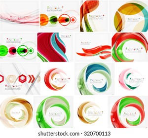 Set of abstract backgrounds. Circles, swirls and waves with copyspace for your message. Banner advertising layouts - templates, identity and wallpapers