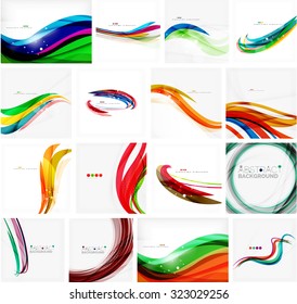 Set of abstract backgrounds. Circles, swirls and waves with copyspace for your message. Banner advertising layouts - templates, identity and wallpapers