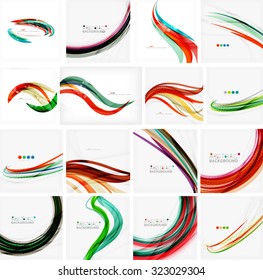 Set of abstract backgrounds. Circles, swirls and waves with copyspace for your message. Banner advertising layouts - templates, identity and wallpapers