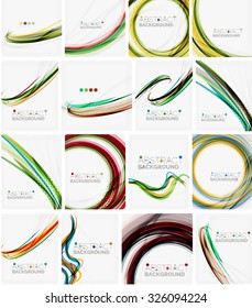 Set of abstract backgrounds. Circles, swirls and waves with copyspace for your message. Banner advertising layouts - templates, identity and wallpapers