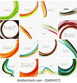 Set of abstract backgrounds. Circles, swirls and waves with copyspace for your message. Banner advertising layouts - templates, identity and wallpapers