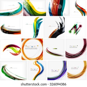 Set of abstract backgrounds. Circles, swirls and waves with copyspace for your message. Banner advertising layouts - templates, identity and wallpapers