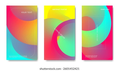 A set of abstract backgrounds with colorful 3d gradient elements