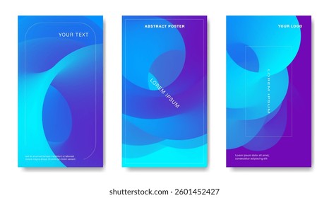 A set of abstract backgrounds with colorful 3d gradient elements