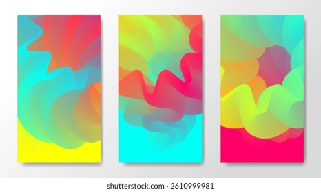 A set of abstract backgrounds with colorful 3d gradient elements