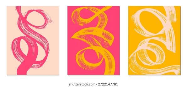 Conjunto de fondos abstractos. Pinceladas de colores, patrones, carteles, cubierta.