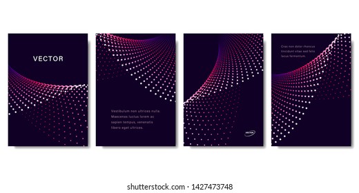 Set of Abstract Backgrounds with Colorful Dots in Red Tones. Modern Vector Illustration without Transparency.