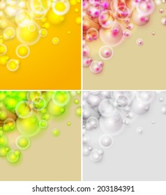 Set of abstract backgrounds, colorful shiny bubbles abstract illustration