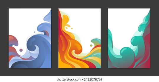 Un conjunto de fondos abstractos con coloridas salpicaduras de pintura. Para portadas, anuncios en redes sociales, banners, decoración, etc.
