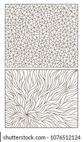 Set of abstract backgrounds contour stained glass, imitation of finely broken glass