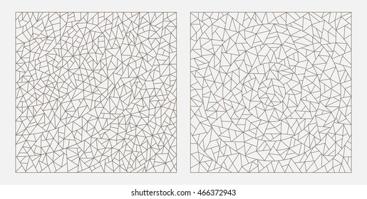 Set of abstract backgrounds contour stained glass, imitation of finely broken glass