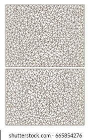 Set of abstract backgrounds contour stained glass, imitation of finely broken glass