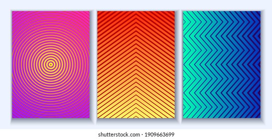 Set of abstract backgrounds for cover, flyer or advertising leaflet. Gradient lines. Vector illustration. EPS 10.