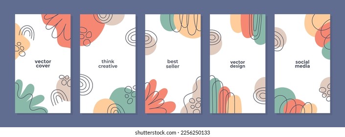 Set of abstract backgrounds in creative trendy style with copy space for text. Editable templates for social media post, banner, advertisment.