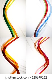 Set of abstract backgrounds. Curve wave lines with light and shadow effects. Banner advertising layouts - templates and wallpapers