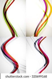 Set of abstract backgrounds. Curve wave lines with light and shadow effects. Banner advertising layouts - templates and wallpapers