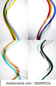Set of abstract backgrounds. Curve wave lines with light and shadow effects. Banner advertising layouts - templates and wallpapers