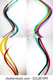 Conjunto de fondos abstractos. Líneas de onda de curva con efectos de luz y sombra. Diseños publicitarios de pancartas - plantillas y fondos de pantalla