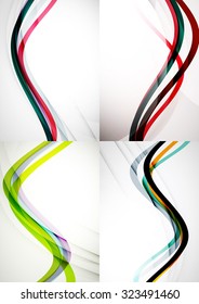 Set of abstract backgrounds. Curve wave lines with light and shadow effects. Banner advertising layouts - templates and wallpapers