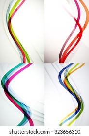 Set of abstract backgrounds. Curve wave lines with light and shadow effects. Banner advertising layouts - templates and wallpapers