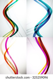 Set of abstract backgrounds. Curve wave lines with light and shadow effects. Banner advertising layouts - templates and wallpapers