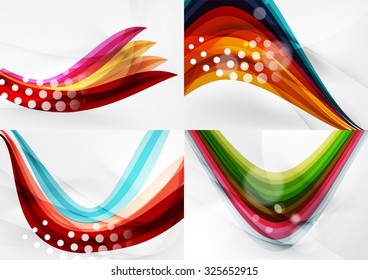 Set abstrakter Hintergründe. Kurven mit Licht- und Schatteneffekten, Regenbogenfarben und -falten