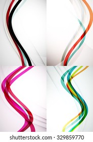 Set of abstract backgrounds. Curve wave lines with light and shadow effects. Banner advertising layouts - templates and wallpapers