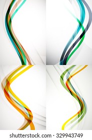 Set of abstract backgrounds. Curve wave lines with light and shadow effects. Banner advertising layouts - templates and wallpapers